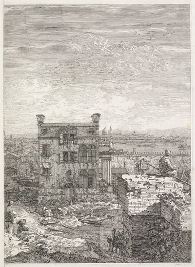 Manzaralar: Altı Sütunla Çevrili Bir Ev, 1735-1746. by Giovanni Antonio Canal