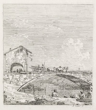 Manzaralar: Köprüden Geçen Bir Vagon by Antonio Canaletto