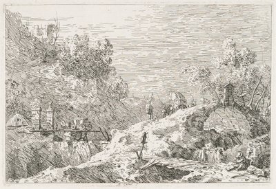 Manzara: Beş Köprülü Dağ Manzarası by Antonio Canaletto