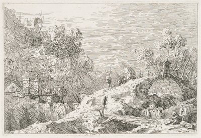 Manzara: Beş Köprülü Dağ Manzarası, 1735-1746. by Giovanni Antonio Canal