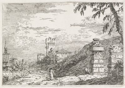 Manzara: İki Yıkık Sütun by Antonio Canaletto