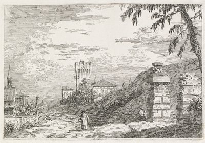 Manzara: İki Harap Sütun, 1735-1746. by Giovanni Antonio Canal