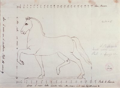 Binicilik anıtı için bir at için çalışma (çizim by Antonio Canova