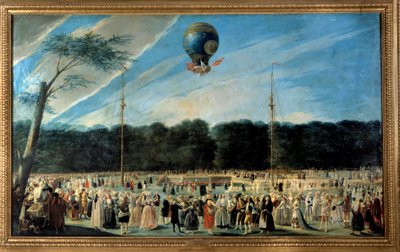 Balon uçuşu: "Aranjuez'de bir sıcak hava balonunun yükselişi" by Antonio Carnicero
