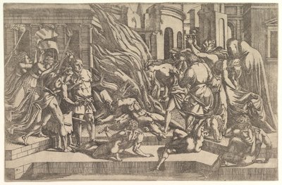 Bir cesedin yakılması, ca. 1543. by Antonio Fantuzzi