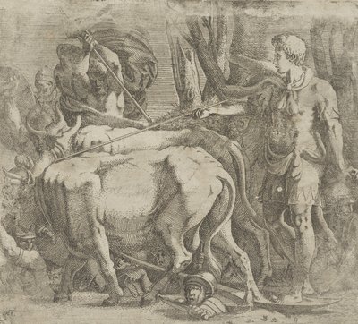Cadmus, Ejderhanın Dişlerini Ektiği Tarlayı Sürerken, 1540-45. by Antonio Fantuzzi
