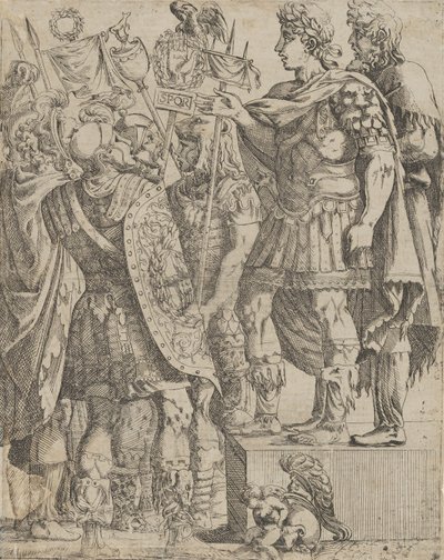 Askerlerine hitap eden imparator, yakl. 1542-45. by Antonio Fantuzzi