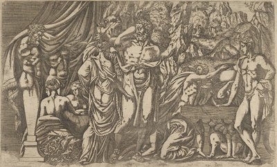 Kadın kılığında Herkül, 1540-45. by Antonio Fantuzzi
