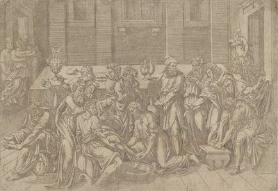 İsa Havarilerin Ayaklarını Yıkamak, 1540-45. by Antonio Fantuzzi