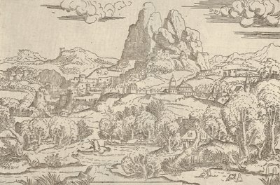 Venüs İterek Aşk Tanrısı çerçevesinden manzara, 1540-45. by Antonio Fantuzzi