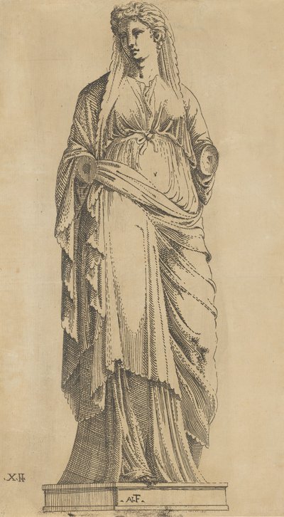 Kadın Tam Yüz, Başı Hafifçe Sola, yakl. 1543. by Antonio Fantuzzi