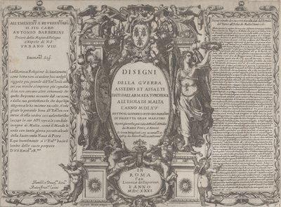Türk ordusunun adadaki savaş, kuşatma ve taarruzunun çizimleri için cephe yazısı..., 1631. by Antonio Francesco Lucini