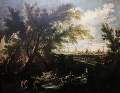 Bir su taşıyıcı ile manzara. by Antonio Francesco Peruzzini