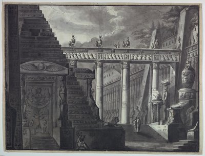 Sahne Tasarımı, Mısır Tapınağı Avlusu by Antonio Giuseppe Basoli