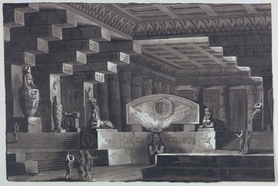 Sahne Tasarımı, Mısır Tapınağı İçi by Antonio Giuseppe Basoli