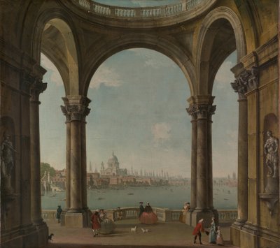 St. Pauls ve Eski Londra Köprüsü ile Capriccio. by Antonio Joli
