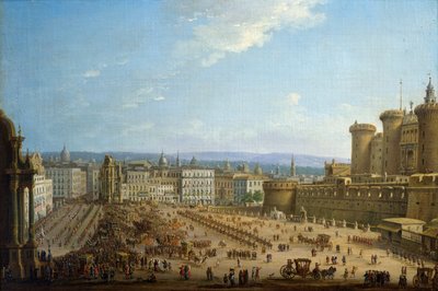 Napoli'de Dört Sunak Festivali, yaklaşık 1757, yazan Antonio Joli (1700-1777), tuval üzerine yağlıboya, 52,1x78,7, İtalya by Antonio Joli