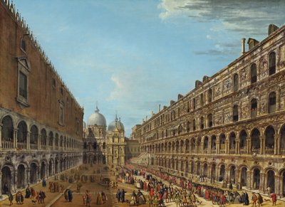 Ducal Sarayı Avlusunda Alayı, Venedik, 1742 veya sonrası. by Antonio Joli