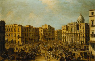 Largo San Ferdinando, Napoli, Karnaval Zamanında Kraliyet Arabası Palazzo Reale