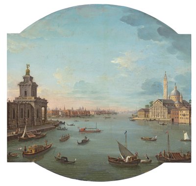 Ön planda Punta della Dogana ile San Giorgio Maggiore, Venedik, görünümü by Antonio Joli