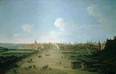 Calle de Atocha'nın görünümü, Madrid (tuval üzerine yağlı boya) by Antonio Joli