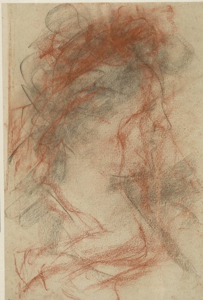 Bir bayanın sağındaki profil başı by Antonio Mancini