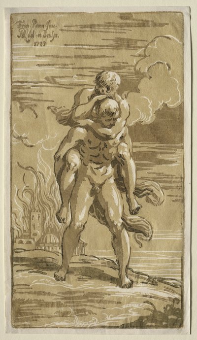 Eneas, Babası Anchises'i Truva'nın Yakılmasından Taşıyan by Antonio Maria I Zanetti