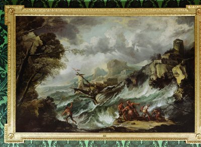 Batıklı Deniz Manzarası, c.1700-07 (tuval üzerine yağlı boya) (ayrıca bkz. 109199) by Antonio Marini