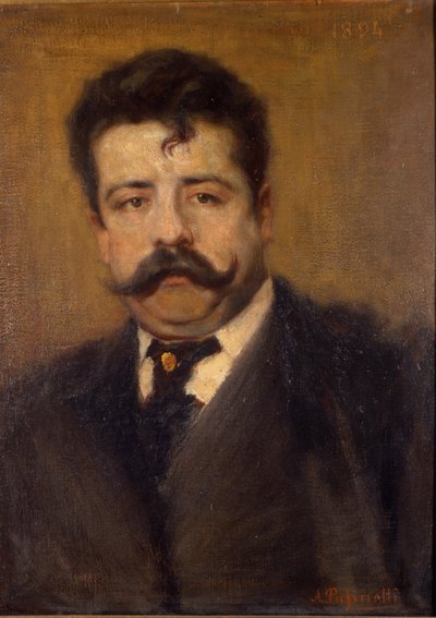 Ruggero Leoncavallo'nun portresi. İtalyan besteci (1858 - 1919) Antonio Pasinetti'nin (1863-1940) tablosu. 1894. Milano'daki Museo della Scala. by Antonio Pasinetti