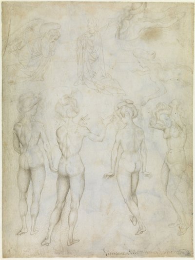 Çıplak Bir Kadının Dört Çalışması, Bir Müjde ve Yüzen Bir Kadının İki Çalışması, c.1425 by Antonio Pisanello
