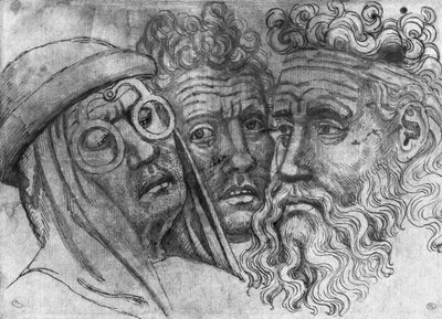 Vallardi Albümünden üç adamın kafaları by Antonio Pisanello