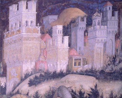 Aziz George ve Prenses, taretli şehir, Antonio Pisanello (1395-1455), fresk, Aziz Anastasia Bazilikası, Verona by Antonio Pisanello