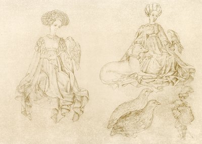 Şahin ve tazı olan kadınlar by Antonio Pisanello