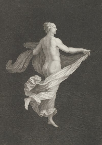 Arkadan görünen, sağa bakan ve oval bir d tutan kısmen çıplak bir bacchante..., ca. 1795-ca. 1820. by Antonio Ricciani