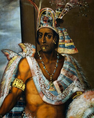 Portrait of Montezuma II Tecnochtitlan (circa 1466-1520), last king of Aztecs by Antonio Rodríguez