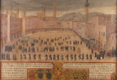 Piazza del Campo Siena'daki L'Aquila'dan Saint Bernardino Şirketi'nin Dönüşü by Antonio Taddeo di Gregori