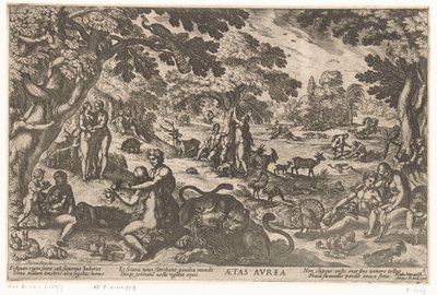 altın Çağ Aetas aurea (nesne üzerindeki başlık) Dünyanın Dört Çağı (dizi adı) by Antonio Tempesta