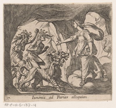 Juno en de Furiën bij de Poort van de Hades Juno, Furylerle konuşuyor (nesnedeki başlık) Metamorfozlar veya dönüşümler (dizi başlığı) Metamorfozlar van Ovidius (dizi başlığı) by Antonio Tempesta