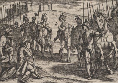 Levha 15: Romalıların Savaşa Karşı Savaşından Romalı Komutanla Muamele Eden Civilis ..., 1611. by Antonio Tempesta
