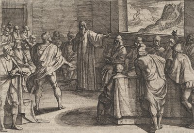 Levha 23: Romalıların Karşıya Yaklaşan Yeni Birlikleri Üzerine Atılması Gereken Adımlar Üzerine Konferans ..., 1611. by Antonio Tempesta