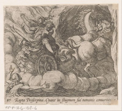 Pluto voert Proserpina, Cyane