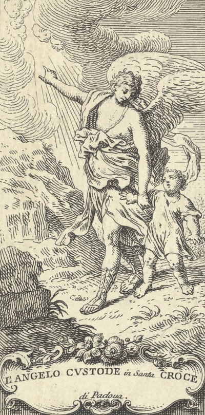 Genç bir çocuğa önderlik eden ve bulutları işaret eden bir melek, ca. 1708-82. by Antonio Visentini