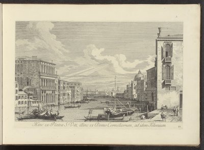 Gezicht op het Canal Grande en Campo San Vio te Venetië Bir tarafta Saint Vitus caddesinden, diğer tarafta Cornelius