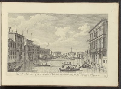 Gezicht op het Canal Grande en Palazzo Vendramin-Calergi te Venetië Bir yanda Grimani saraylarından, diğer yanda tahtlardan Kraliyet Kanalı