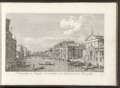 Gezicht op het Canal Grande en de kerk de San Stae te Venedik Aziz Eustathius tapınağından Rialto yapılarına bakış (nesne üzerindeki başlık) Venedik şehrinin daha ünlü manzaraları by Antonio Visentini