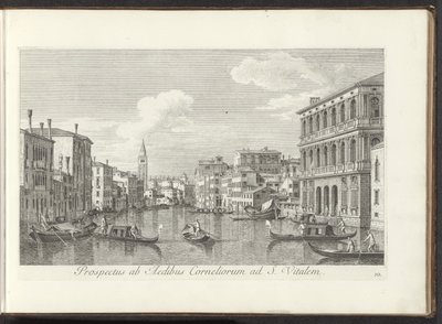 Gezicht op het Canal Grande en de toren van de San Vitale te Venetië Cornelius S. Vitalis