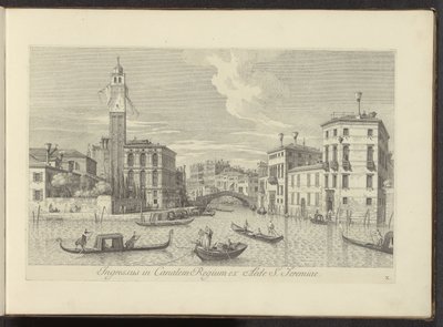 Gezicht op het Cannaregio en Palazzo Labia te Venedik S. Jeremias tapınağından Kraliyet Kanalı'na giriş (nesne üzerindeki başlık) Venedik şehrinin daha ünlü manzaraları by Antonio Visentini