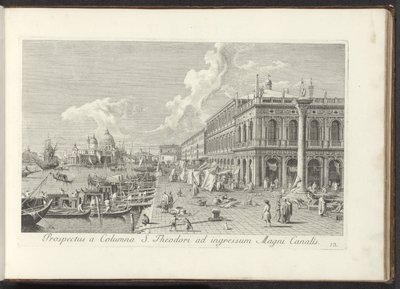 Hoek van het San Marcoplein, Biblioteca Marciana ile bir araya geldi Aziz Theodore Sütunu