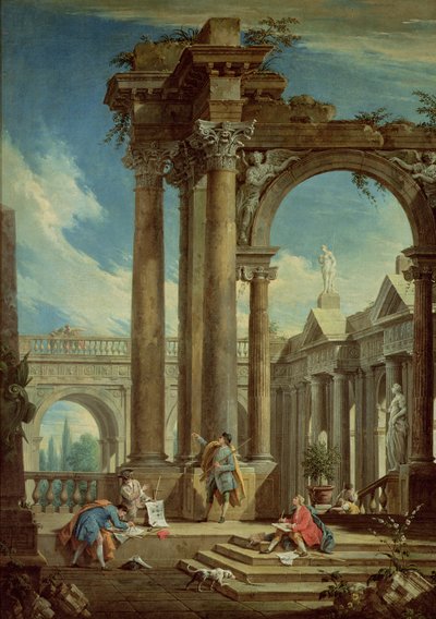 Roma Harabeleri Arasında Perspektif Çalışması by Antonio Visentini