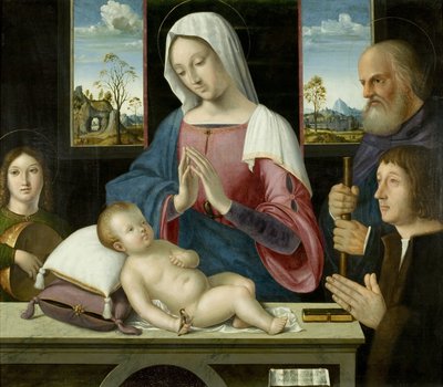 Aziz Joseph ve Donör ile Bakire ve Çocuk, Withypool Üç Parçasının orta paneli by Antonio da Solario